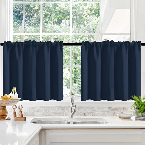 Vista 37 de Deconovo Cortinas opacas, aislamiento térmico, dobladillo para barra, reducción de ruido, certificado Oeko-TEX, cortinas de oscurecimiento