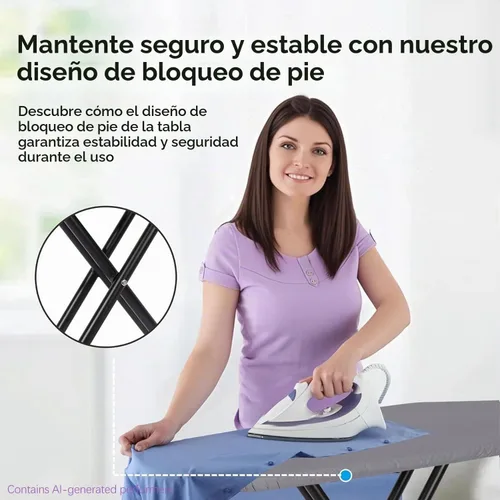 Vista 7 de Jakeefud Tabla de Planchar Deluxe con Cubierta Resistente al Calor y Almohadilla de Fieltro Grueso, Patas Pesadas y Resistente, Tabla de Planchar