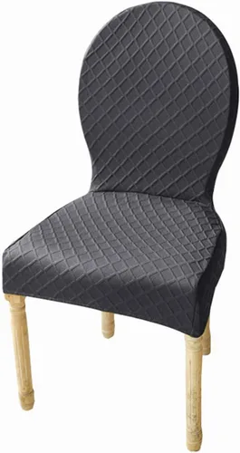 Vista 11 de Juego de 4/2 fundas para sillas de comedor con respaldo redondo, fundas para sillas de comedor sin brazos, patas de madera maciza, modernas sillas