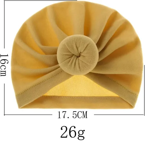 Vista 8 de Juego de gorro de algodón para recién nacido, gorro con nudo de dona, suave turbante con lazo