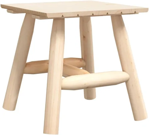Vista 3 de Mesa auxiliar duradera de madera de abeto maciza para muebles de patio, acento natural sin tratar al aire libre para balcón y porche, soporte