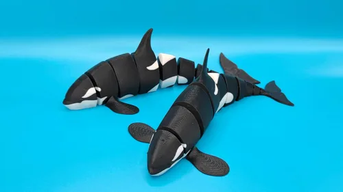 Vista 2 de Ballena Orca flexible Ballena impresa en 3D Ballena de juguete Mini Orca Juguete para niños Cuerpo articulado (una ballena)
