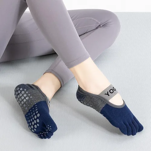 Vista 7 de RosyClouds Calcetines de yoga para mujer con agarres, calcetines antideslizantes para pilates, barras, ballet, fitness, 6 pares, Mix-6 pares