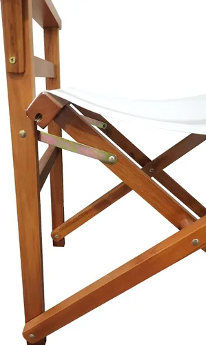 Vista 5 de 2-Piece Set of White Wood Canvas Folding Chairs - Natural Populus Wood, Foldable Design & Sturdy Construction, Breathable Seat for Comfort, Easy to