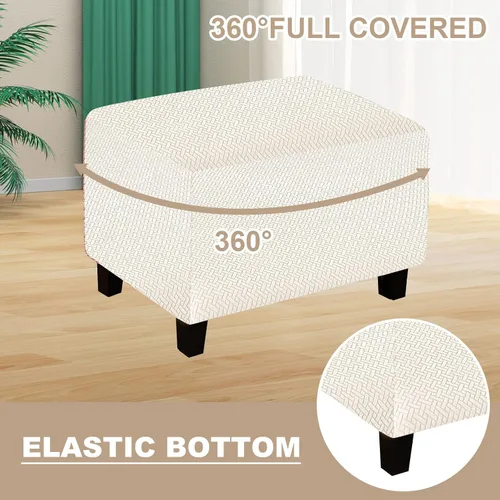 Vista 4 de Funda otomana de sofá resistente al desgaste, fundas otomanas rectangulares elásticas, funda para taburete de pies, fundas de taburete extraíbles