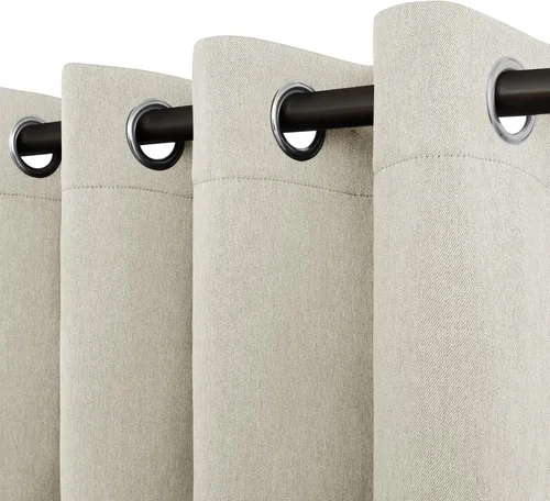 Vista 12 de Easy-Going - Cortinas opacas con aspecto de lino para oscurecer la habitación, con ojales para ventana, cortinas para dormitorio, sala de estar