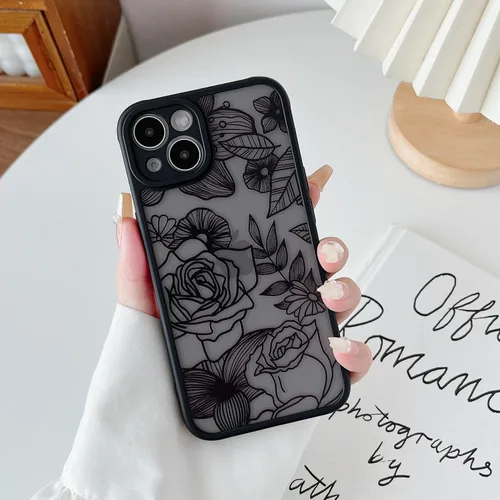 Vista 3 de XIZYO Funda para iPhone 14 Plus, diseño de rosa floral para mujeres y niñas, patrón estético, delgado, de poliuretano termoplástico, a prueba