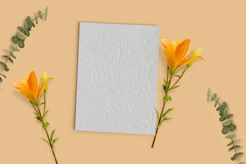 Vista 4 de Notas musicales Carpetas de grabado de plástico para hacer tarjetas, fondo, álbum de recortes, plantilla de plástico, álbum de fotos, papel