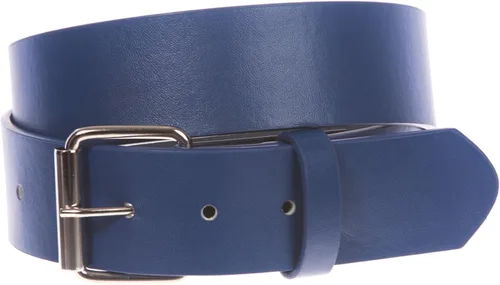 Vista 14 de Beltiscool 1 1/2" (38 mm) Snap On Plain Leather Jean Belt con hebilla de rodillo Amarillo