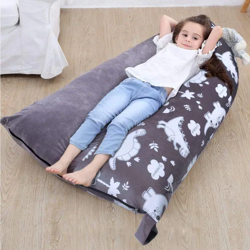 Vista 5 de Funda para puf de almacenamiento de animales de peluche, puf extra grande de 53 pulgadas para niños y adultos, soporte y organizador de juguetes