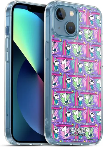 Vista 55 de Head Case Designs Funda de gel suave con licencia oficial de Peanuts Tropical Surf Snoopy Aloha Disco compatible con Apple iPhone 13 Mini Surf