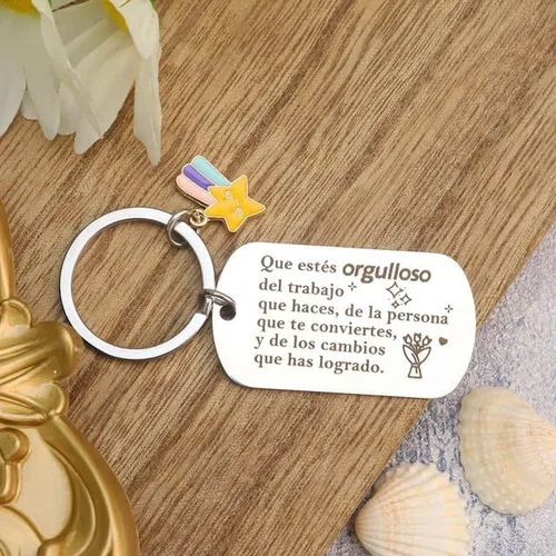 Vista 5 de Llavero inspirador motivaci para amigos españoles, regalos para mujer, regalos para profesores, regalos de enfermera, regalos de compañeros