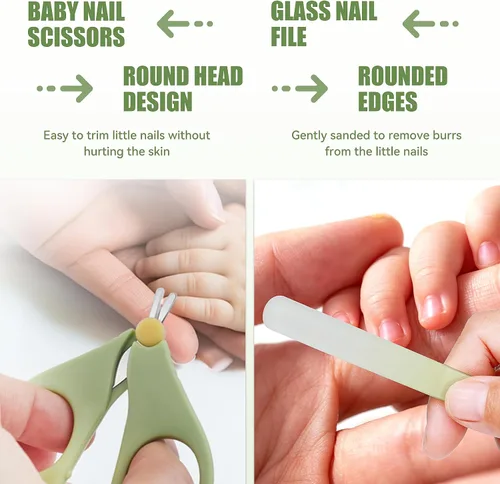 Vista 3 de Juego de cuidado de uñas para bebé, 5 en 1, cortaúñas para bebés, kit de aseo infantil, juego de manicura para recién nacidos, bebés, niños pequeños
