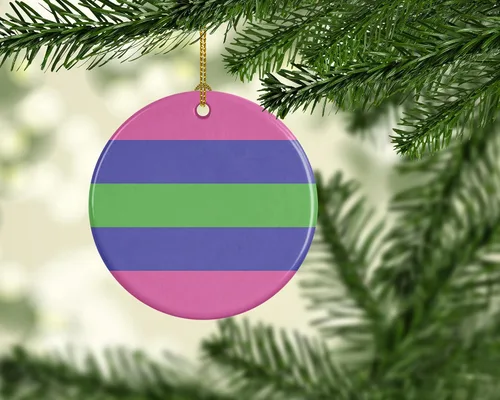 Vista 2 de Caroline's Treasures Trigender Pride - Adorno de cerámica para colgar en el árbol de Navidad, para el hogar, Navidad, fiestas, regalo, 3 pulgadas