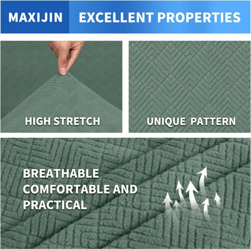 Vista 26 de MAXIJIN 2 piezas de fundas para silla con brazos, funda para silla de sofá para sala de estar, funda elástica para perros para una silla con 1 cojín