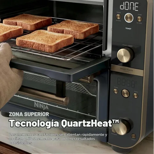 Vista 6 de Ninja Double Oven Pro Smart XL - Horno de encimera y freidora de aire Capacidad de 30.2 cuartos de galón 12 en 1 con acabado inteligente