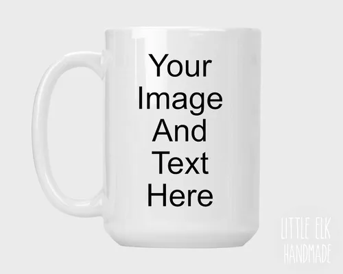 Vista 2 de Taza con foto personalizada: carga cualquier imagen y añade texto, taza grande de café de cerámica blanca de 15 onzas