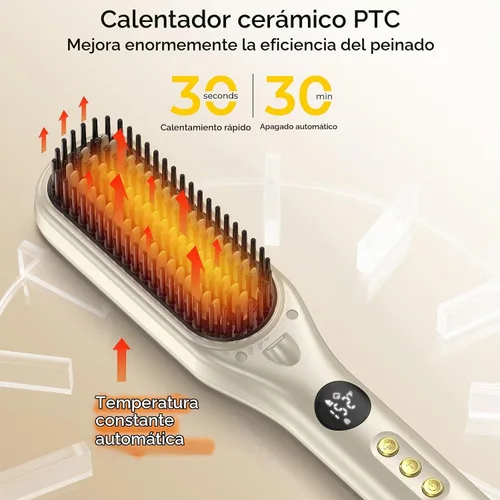 Vista 6 de HITTIONA Cepillo alisador de pelo de vapor para mujeres, vapor para domar Oro champán
