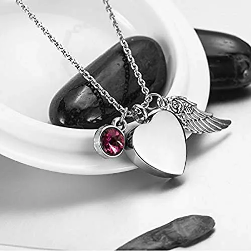 Vista 2 de Collar con colgante de urna para cenizas con forma de corazón de pollo, 12