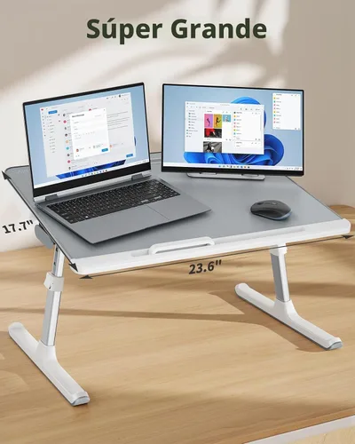 Vista 3 de Bandeja para portátil, SAIJI 23.6*17.7 in Regazo de mesa para cama, multiuso Premium Lapdesk, ángulo de altura ajustable, con soporte para libros
