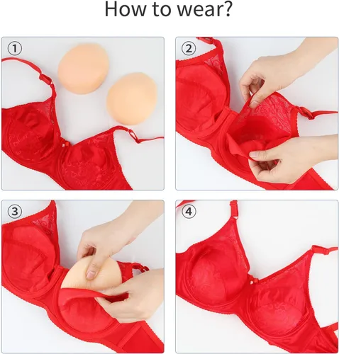 Vista 4 de Par de formas de pecho para mastectomía, prótesis de mama de silicona Convave Bra Inserts para mastectomía natación Crossdreser