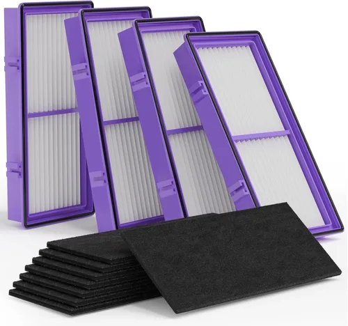 Vista 9 de Leemone Reemplazo de filtro Aer1 para purificadores de aire Holmes, HAPF30AT (4 filtros HEPA reales + 8 filtros de refuerzo de carbono), paquete de 2