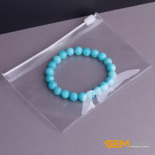 Vista 6 de GEM-Inside - Pulsera de cuarzo de cristal hecha a mano de 0.276 in de grado AAA, con cuentas redondas, elástica, energía, reiki, chakras, para azul
