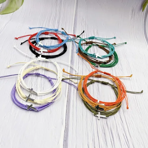 Vista 19 de Conjunto de pulseras de playa para hombres y mujeres, pulseras para hombres, pulseras bohemias hechas a mano, pulseras envolventes de joyería