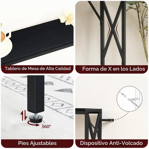 Vista 8 de MAHANCRIS Mesa de sofá estrecha de 39.4 pulgadas con estación de carga, mesa consola delgada, mesa estrecha de entrada/pasillo/sofá, para entrada