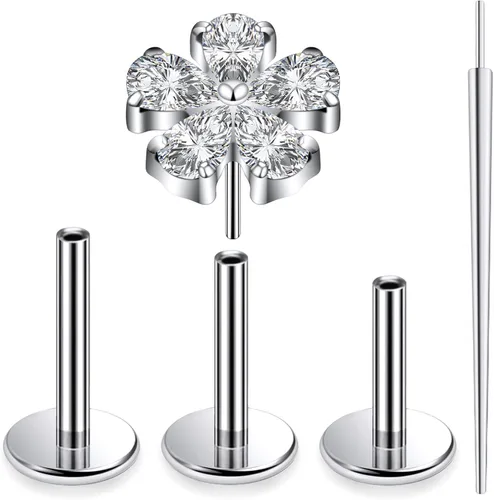 Vista 10 de 20G 18G 16G Astm F136 - Aretes de titanio sin rosca con parte trasera plana, tragus hélice, caracola, piercing, nariz, labio, hélice, cartílago