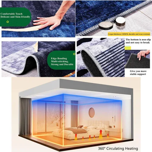 Vista 7 de Heated Floor Mat Graphene Electric Heated Rug Carpet Floor Heating Mat with Timer, Fast Heating Heated Area Rug Foot Warmer Indoor Space Floor 01