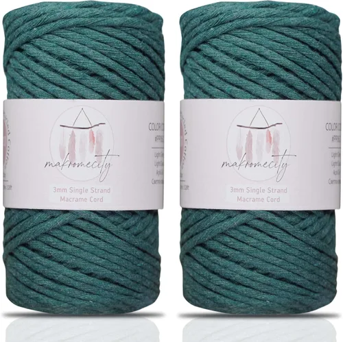 Vista 98 de Makromecity, Cordón de macramé de un solo hilo de 3 mm x 100 yardas (300 pies) de 3 mm de cordón de algodón azul bebé para arte y manualidades