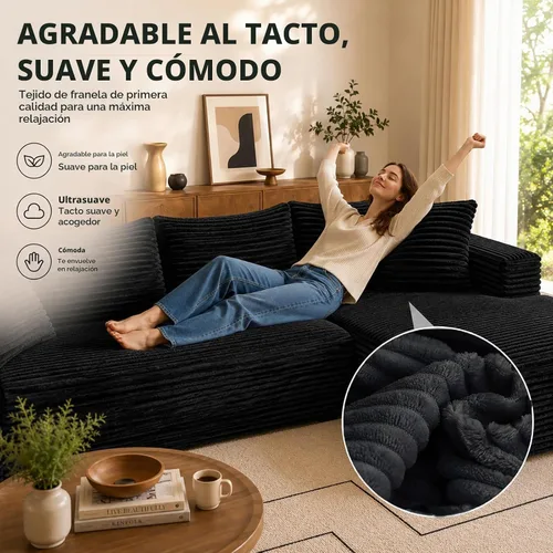 Vista 6 de Sofá modular de nube seccional de 108 pulgadas para sala de estar, asiento profundo en forma de L, sofá sin hueso con diván de gran tamaño, cómodo