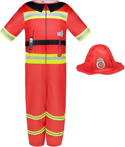 Vista 7 de Jeowoqao Ropa de vestir para niños y niñas disfraces de juego de simulación policía bomberos corredores disfraz de astronautas para niños pequeños