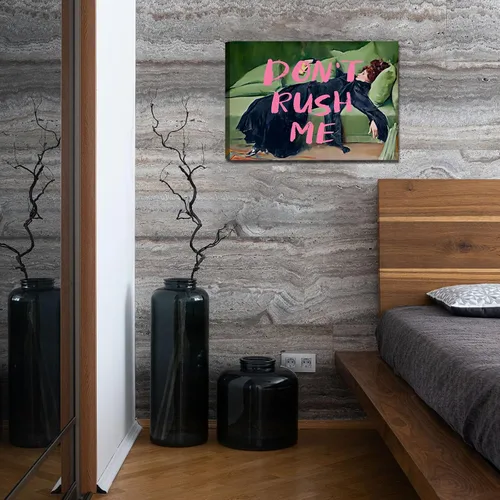 Vista 3 de Maximalist - Arte de pared decorativo estético de moda, arte de pared ecléctico femenino, arte de pared con texto en inglés "Don't Rush Me Altered