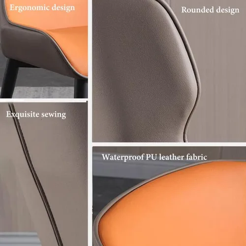 Vista 7 de Dining Chairs Modern Mid Century, Kitchen Dining Chairs Upholstered Back Chair Accent Chairs for Office, Steel Frame Leg Makeup Chair, Bedroom /Beige