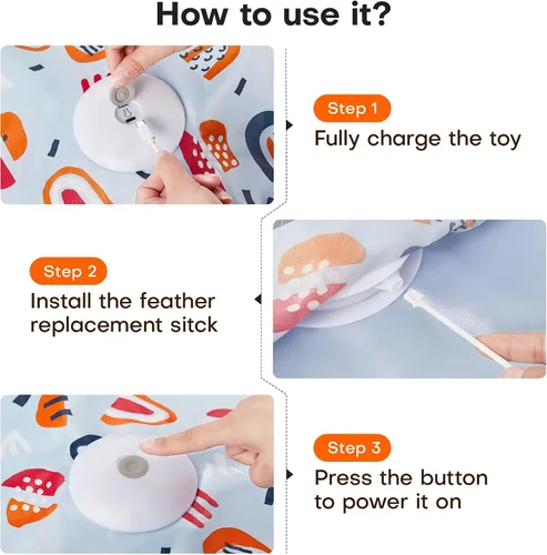 Vista 6 de Potaroma Juguetes interactivos para gatos de busca y captura, varita de plumas oculta y en movimiento, pateador automático recargable para gatitos
