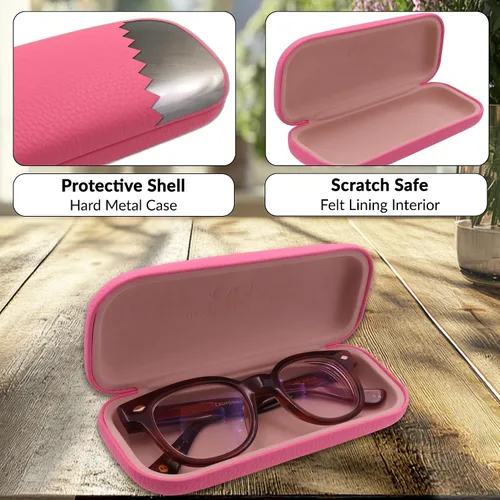 Vista 3 de MyEyeglassCase Estuche rígido para lentes de mujer Estuche protector de carcasa dura con bolsa y paño