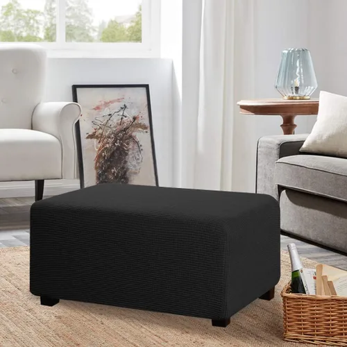 Vista 2 de Funda otomana elástica de elastano jacquard rectangular plegable para almacenamiento, 1 pieza de almacenamiento otomana, fundas protectoras otomanas