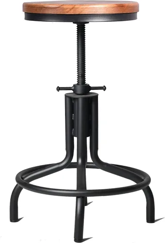 Vista 4 de Topower Diseño industrial antiguo de metal de altura ajustable para cocina, comedor, desayuno, taburete de bar de estilo industrial totalmente