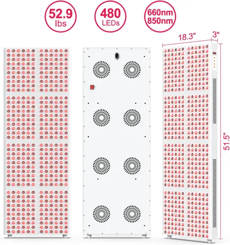 Vista 2 de BONTANNY Terapia de Luz Roja, Luz Infrarroja Cercana Roja de Cuerpo Completo 660nm 850nm con 480 LEDs de Grado Clínico de Chip Dual y Temporizador