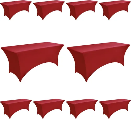 Vista 19 de Paquete de 2 Cubiertas de Mesa de Spandex de 4 pies para Mesas Plegables Rectangulares - Manteles Elásticos Ajustados Resistentes a las Arrugas