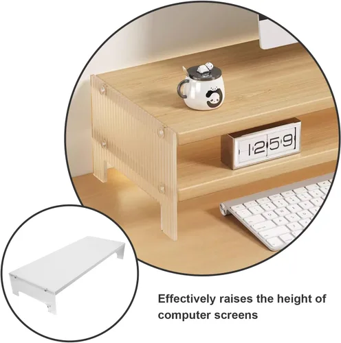 Vista 8 de SEWACC Soporte elevador de monitor acrílico con patas para almacenamiento de computadora y portátil, organizador de escritorio para reducir
