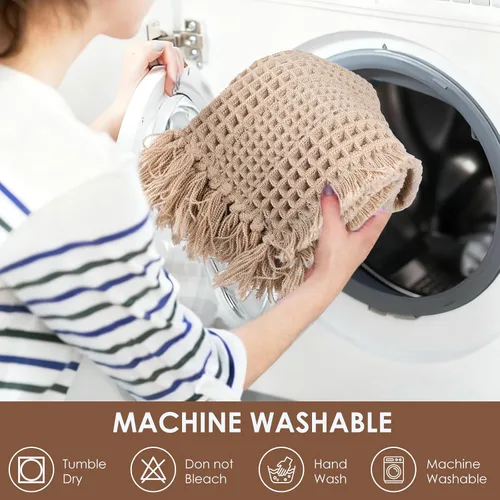 Vista 6 de Tapete de baño con borlas, tapete de baño con borlas, tapete de baño antideslizante para suelo de baño, tapete de baño bohemio ultra suave, tapete