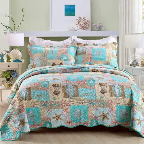 Vista 7 de YAYIDAY - Edredón tamaño Queen, juego de colcha con patrón de retazos - 100% algodón reversible y transpirable con estampado floral acolchado