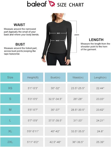 Vista 7 de BALEAF Women's Long Sleeve Workout Tops Compression Running Shirts Fitted Athletic Warm Thumbholes Quick Dry Stretch Yoga