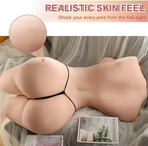Vista 3 de Torso de muñeca sexual realista de tamaño real de 75 libras para hombres, cuerpo completo realista con esqueleto flexible, pechos grandes suaves