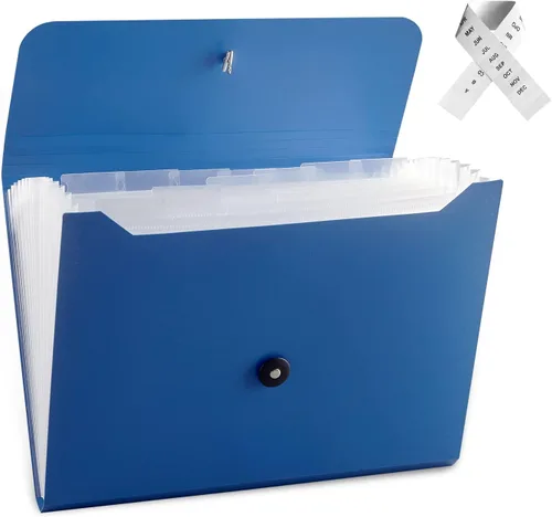 Vista 17 de Carpeta de archivos expandible con 13 bolsillos, carpeta de archivo de acordeón para documentos, organizador estético de papel negro