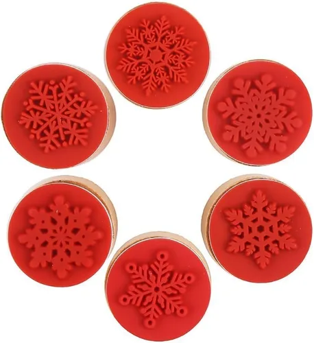 Vista 8 de DECORA Juego de 6 sellos redondos de goma y madera con patrón floral para manualidades