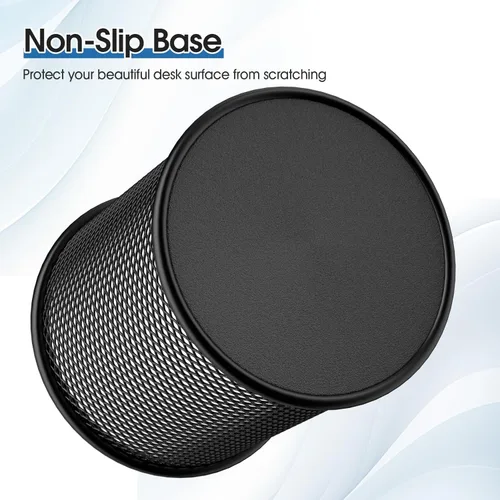 Vista 3 de MaxGear Soporte para bolígrafos, paquete de 3 soportes para lápices para escritorio, organizador de escritorio de metal de malla premium